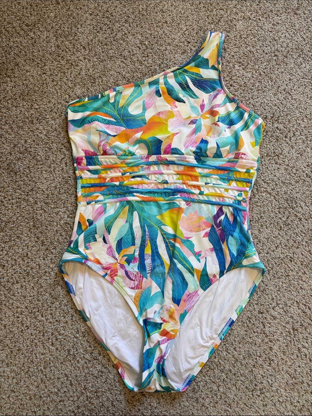 La Blanca One Strap One Piece Swim Suit Bathing Suit Size 12 Tropical Resortwear